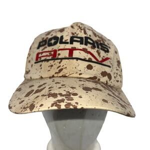 Vintage 90s Polaris ATV Mud Splatter AOP America's Legend Snapback Hat Cap USA